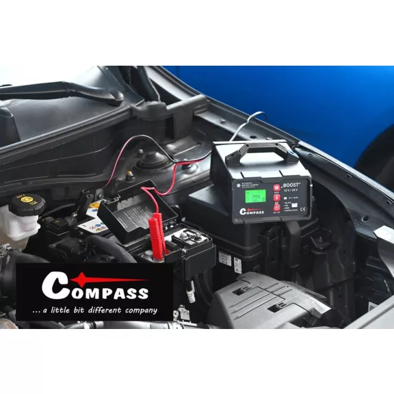 Compass akkumulátortöltő 5–120 Ah (12/24 V)